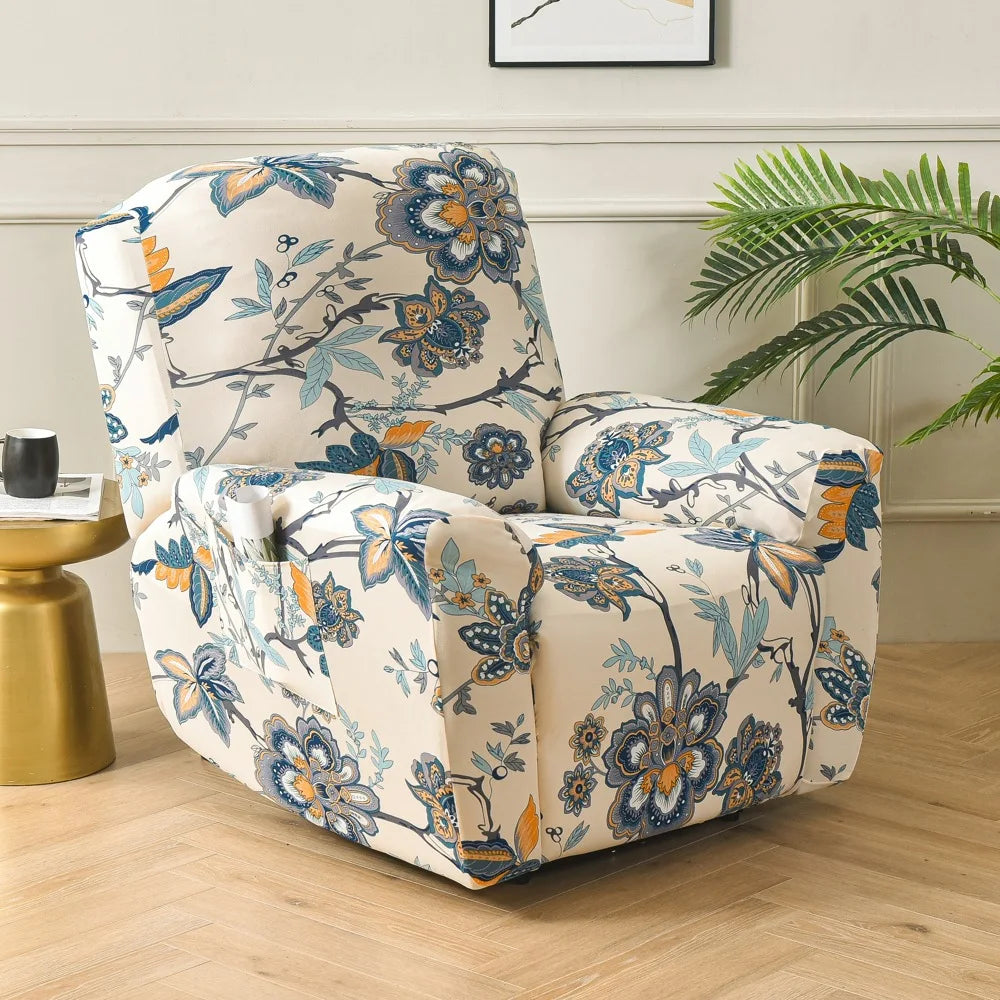 Recliner Slipcover Floral Pocket Set RELMIVA