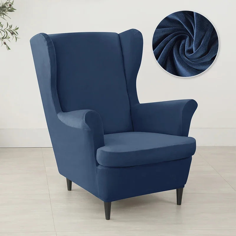 Wingback Chair Cover Velvet Stretch LIRAVO