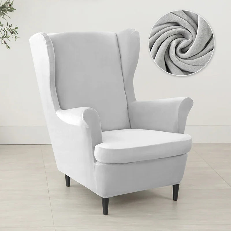 Wingback Chair Cover Velvet Stretch LIRAVO