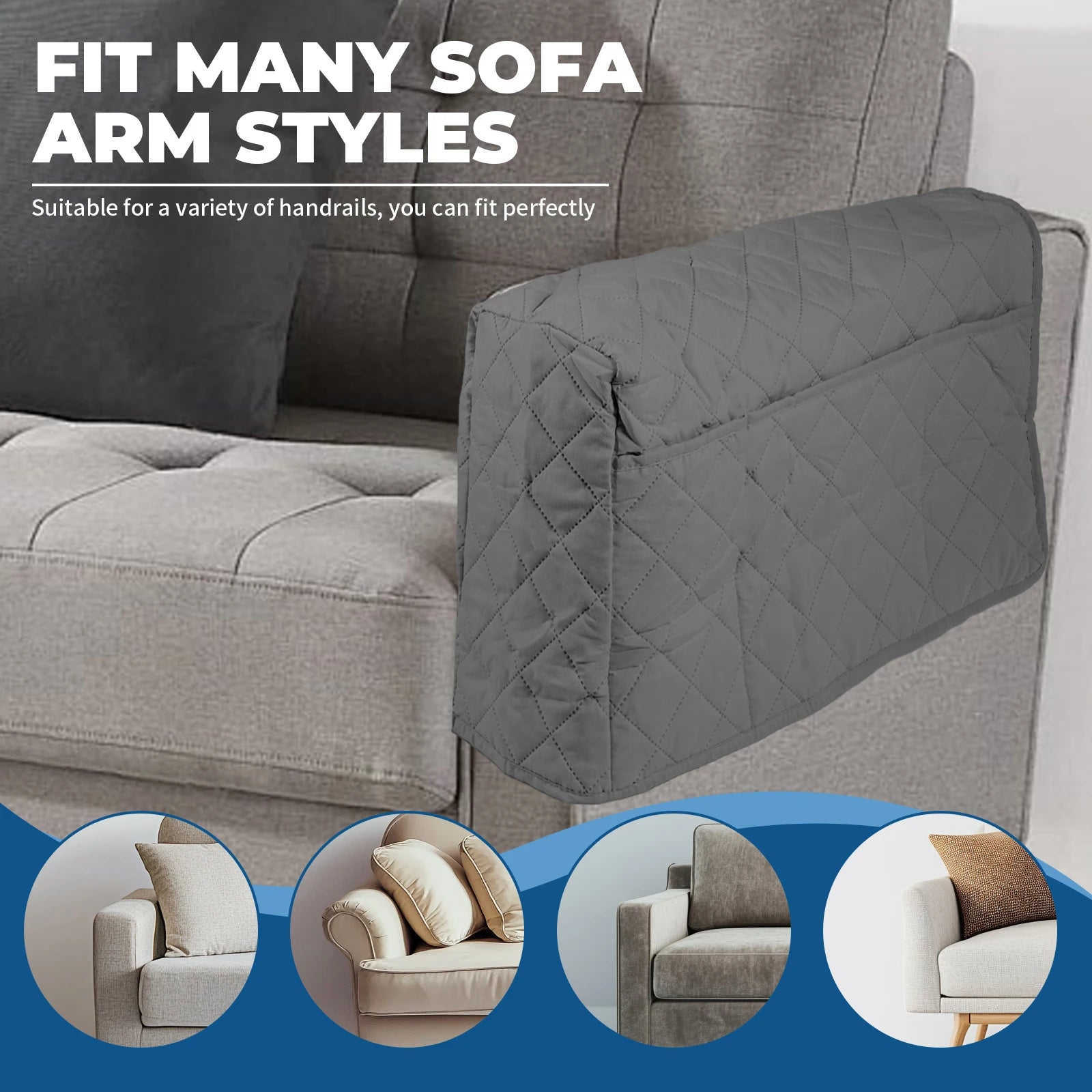 Sofa Armrest Cover Waterproof 2-Piece VELARIS
