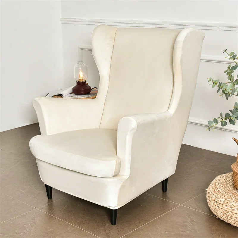Wingback Chair Cover Velvet Stretch VELINAR