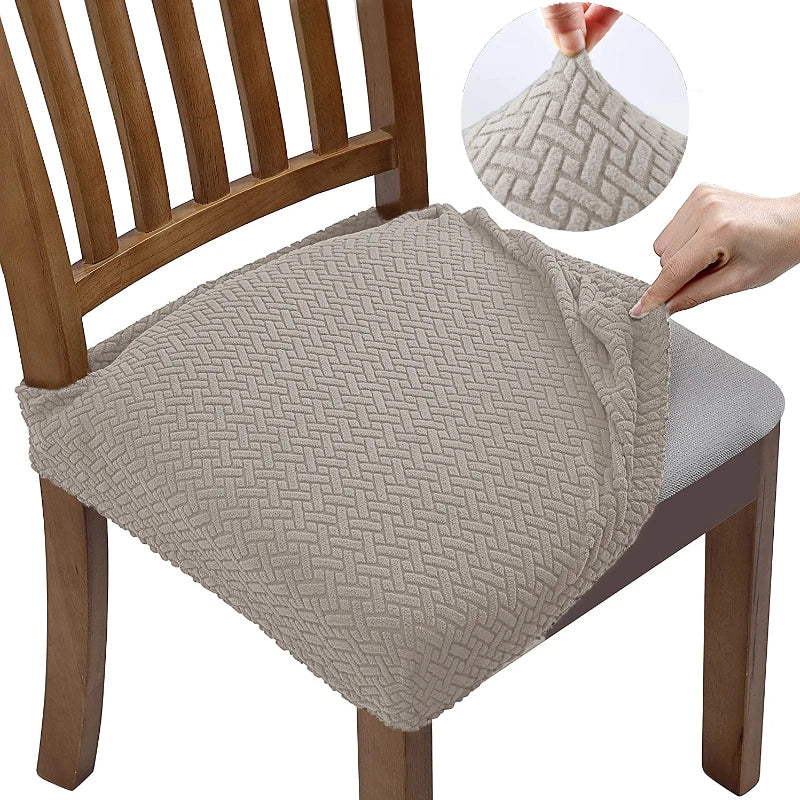 Chair Seat Cushion Covers Stretch Jacquard SOLVIRA