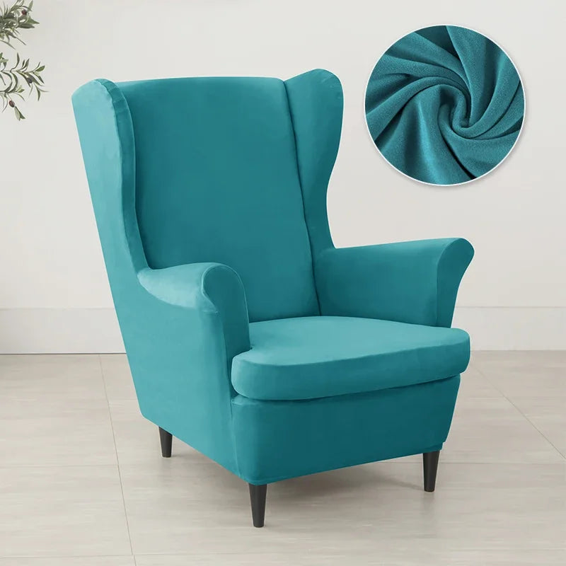 Wingback Chair Cover Velvet Stretch LIRAVO