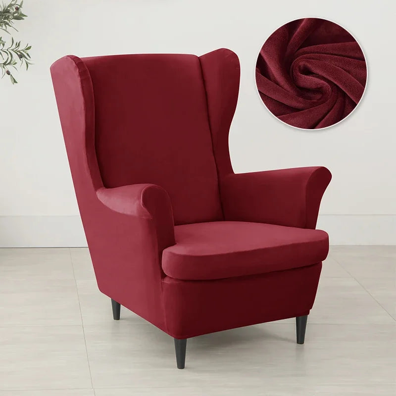 Wingback Chair Cover Velvet Stretch LIRAVO