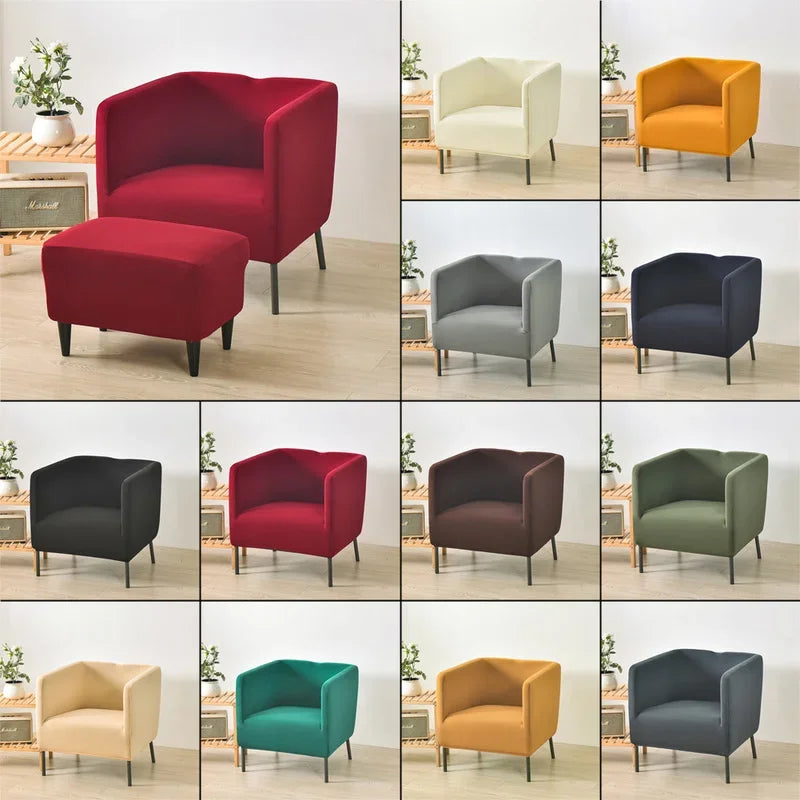 Club Chair Cover Stretch Solid Color SAVELIO