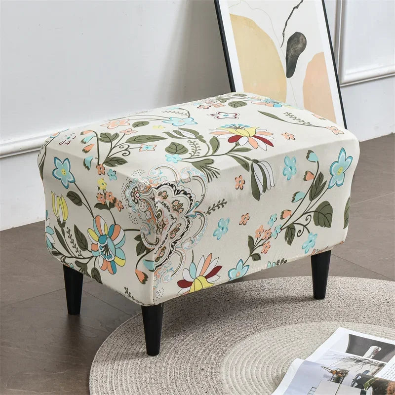 Wing Chair Cover Floral Spandex VALERIN
