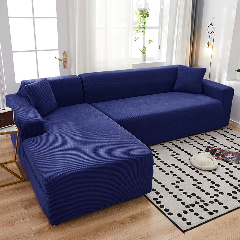 Corner Sofa Cover Stretch Minimalist LUMIÈRE Prussian Blue-XL Code