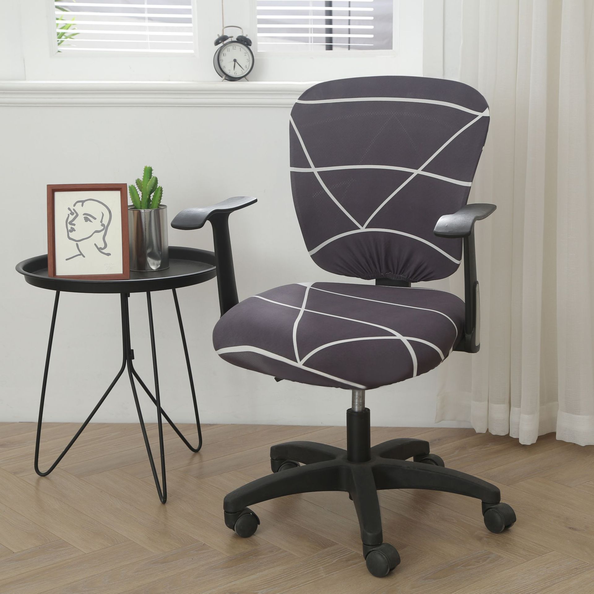 Task Chair Cover Stretchable Milk Silk ELODIE Gray Space-Split Universal