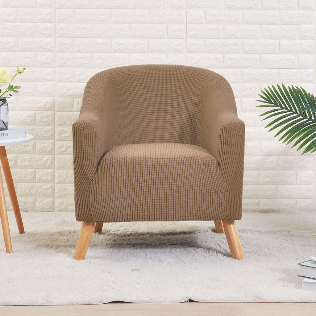 Accent Chair Cover Stretch-Fit Celeste Chocolate Corn-Round Sofa Cover