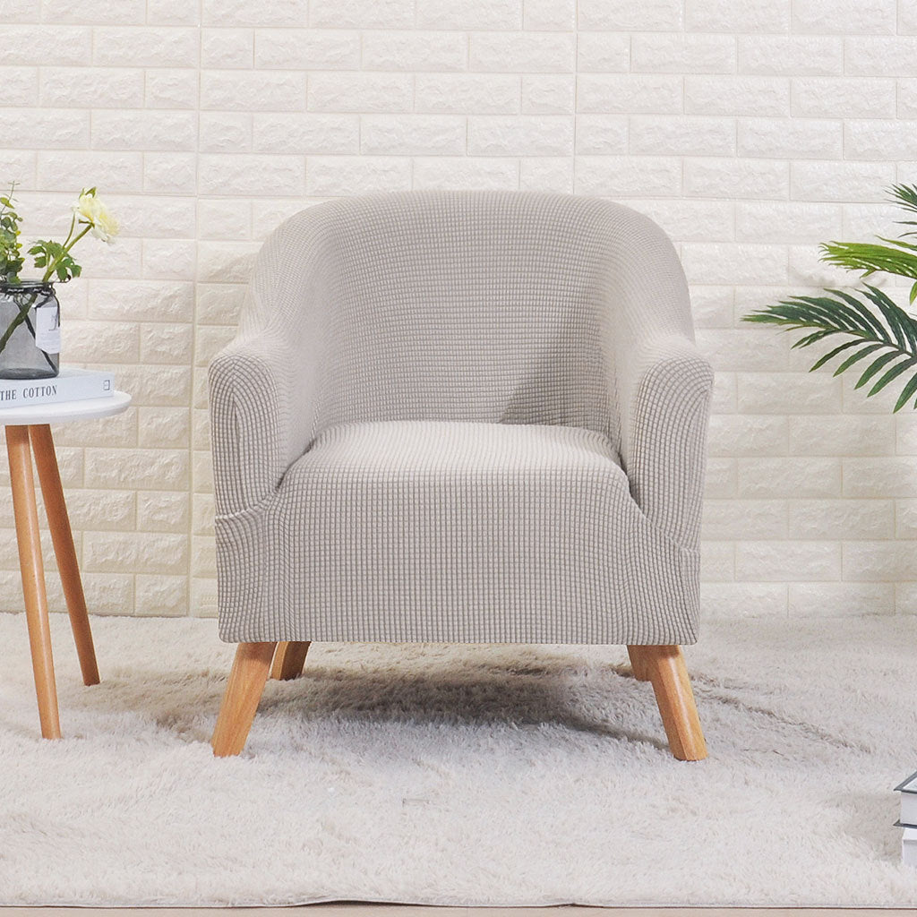 Accent Chair Cover Stretch-Fit Celeste Light Gray Corn-Round Sofa Cover
