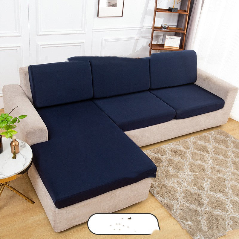 Sectional Sofa Seat Cover Stretch Solide CELINE Navy Blue-Plus sized Double Seat