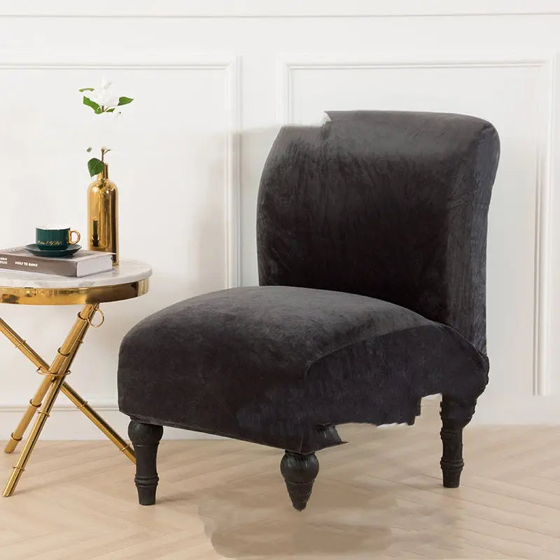 Armchair Cover Plush Velvet Élanor Dark Gray-Fat Chair Cover L