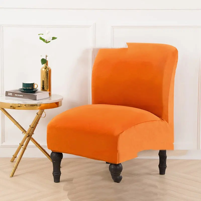 Armchair Cover Plush Velvet Élanor Flange Orange-Fat Chair Cover L