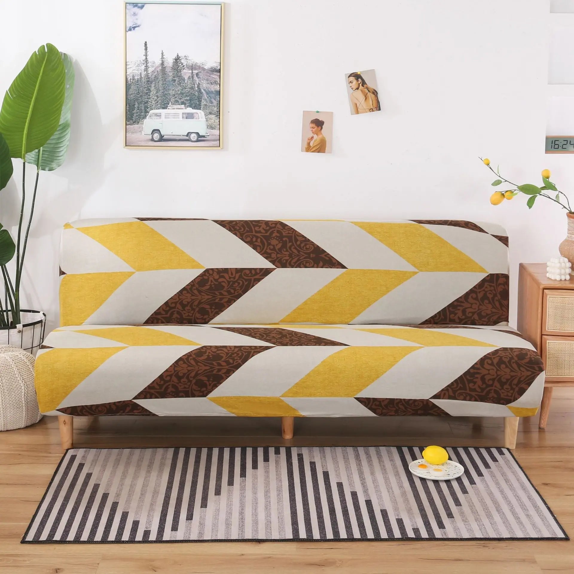 Armrest Covers Stretchable Polyester Nuvette Elegant Grid-160to190
