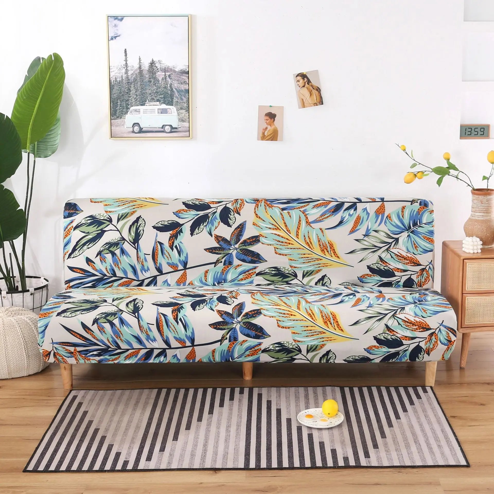 Armrest Covers Stretchable Polyester Nuvette Rainforest Leaves-160to190