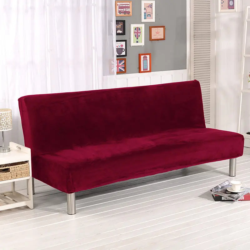 Armrest & Cushion Covers Plush Fitted Élodie Wine Red Plush Thickening-Large Size 190to210cm