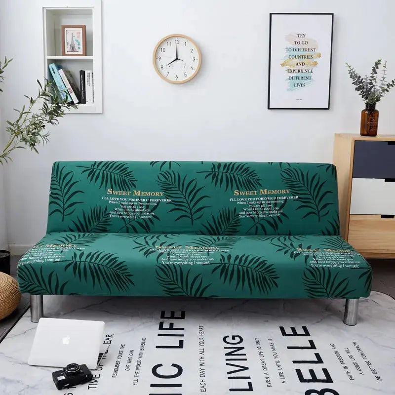 Armrest & Cushion Covers Stretch Sofa-Bed Eloise Emerald-190 x230cm