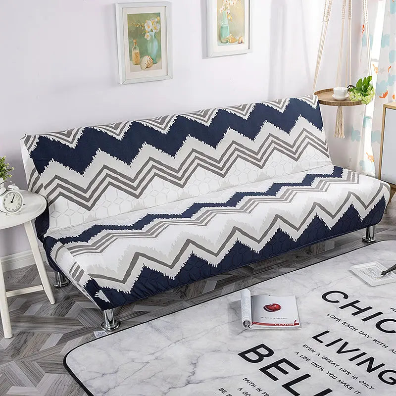 Armrest & Cushion Covers Stretch Sofa-Bed Eloise Navy blue-190x 230cm