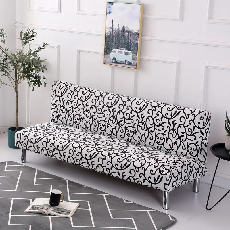 Armrest & Cushion Covers Stretchable Modern LUNETTE Black And White With-Small Size