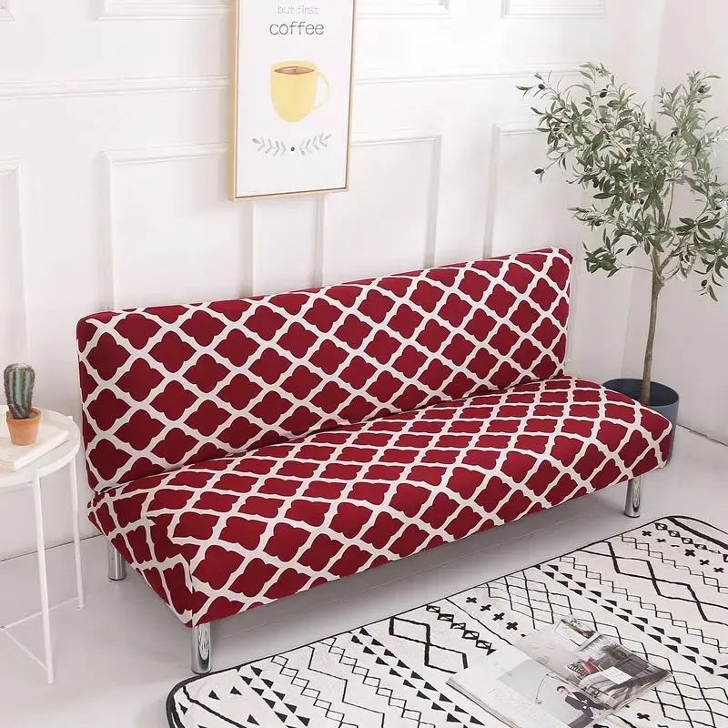Armrest & Cushion Covers Stretchable Modern LUNETTE Style Red-Medium