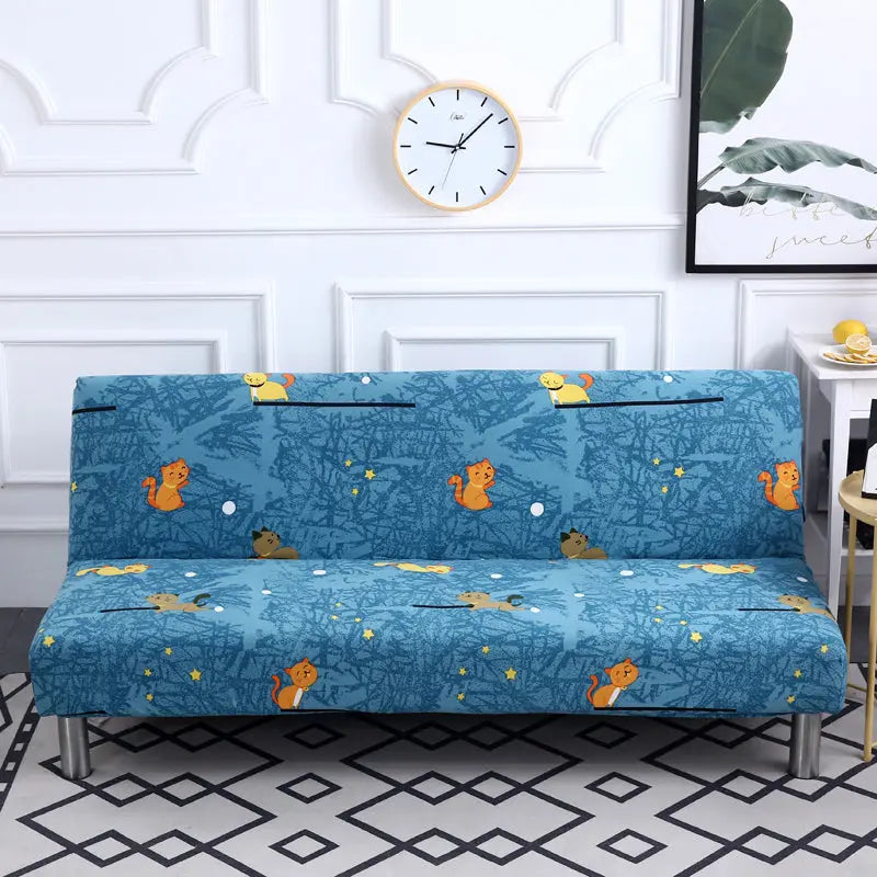 Armrest & Cushion Covers Stretchable Sofabed LUMINE Peacock blue-100 x145cm
