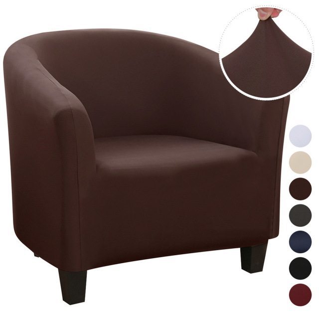 Club Chair Cover Waterproof Stretchable LUMERE Coffee Shred milk