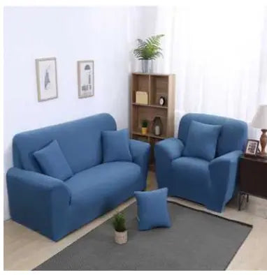 Loveseat Covers Stretch Minimalist LUMIERA Blue 2style-2pcs Pillow