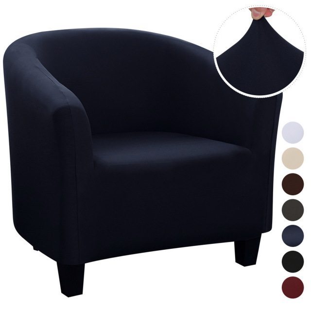 Club Chair Cover Waterproof Stretchable LUMERE Navy Shred milk