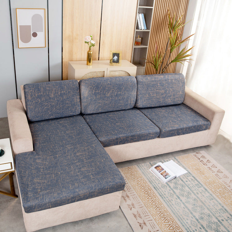 Sofa Seat Cover Stretchable Non-Slip ELIANE Linen Blue-Single Plus sized