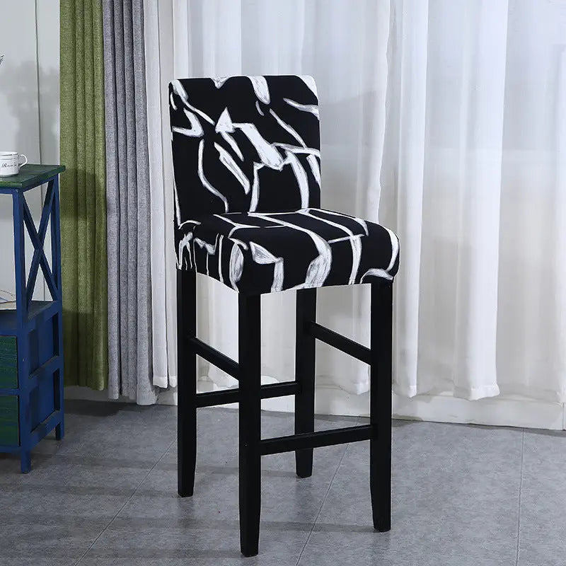 Bar Stool and High Chair Covers Stretchable Anti-Stain LUMIÈRE Black storm