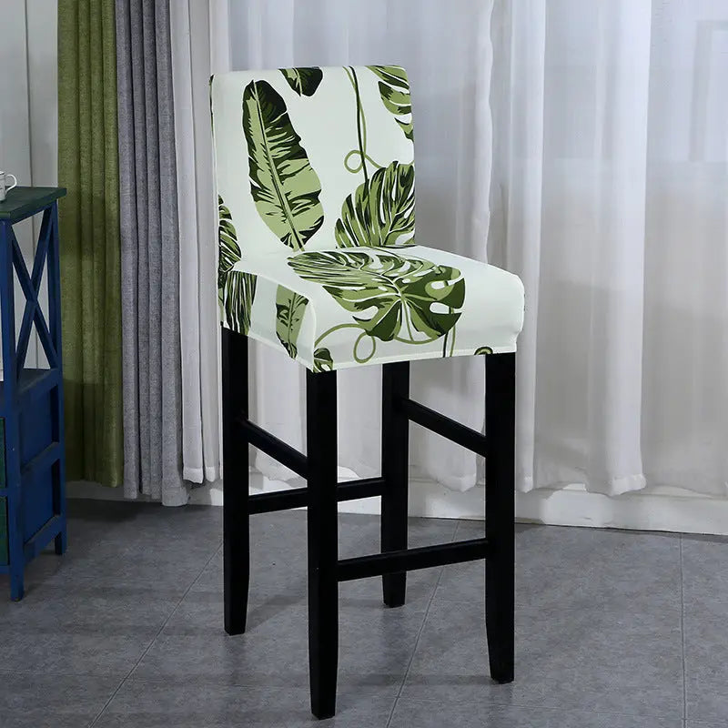 Bar Stool and High Chair Covers Stretchable Anti-Stain LUMIÈRE Green leaf
