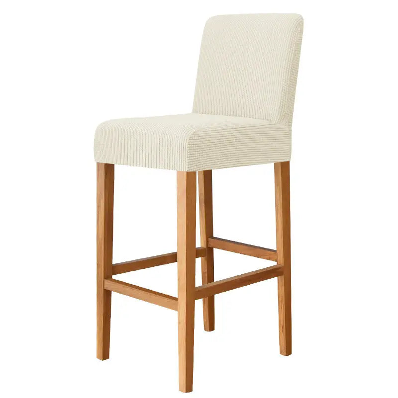 Bar Stool & High Chair Covers Stretch Flannel CHARMÉE 1 Beige-Bar Chair Cover Short Back
