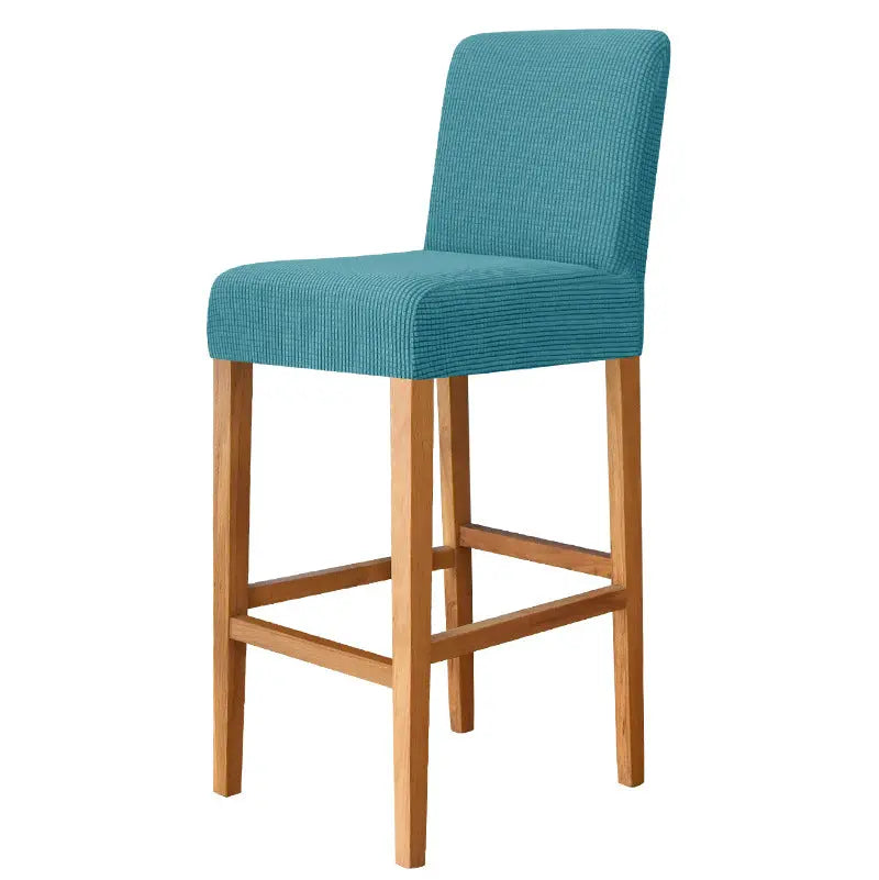 Bar Stool & High Chair Covers Stretch Flannel CHARMÉE 11Turquoise blue-Bar Chair Cover Short Back