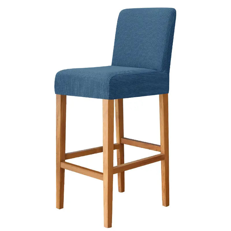 Bar Stool & High Chair Covers Stretch Flannel CHARMÉE 14 Sapphire Blue-Bar Chair Cover Short Back