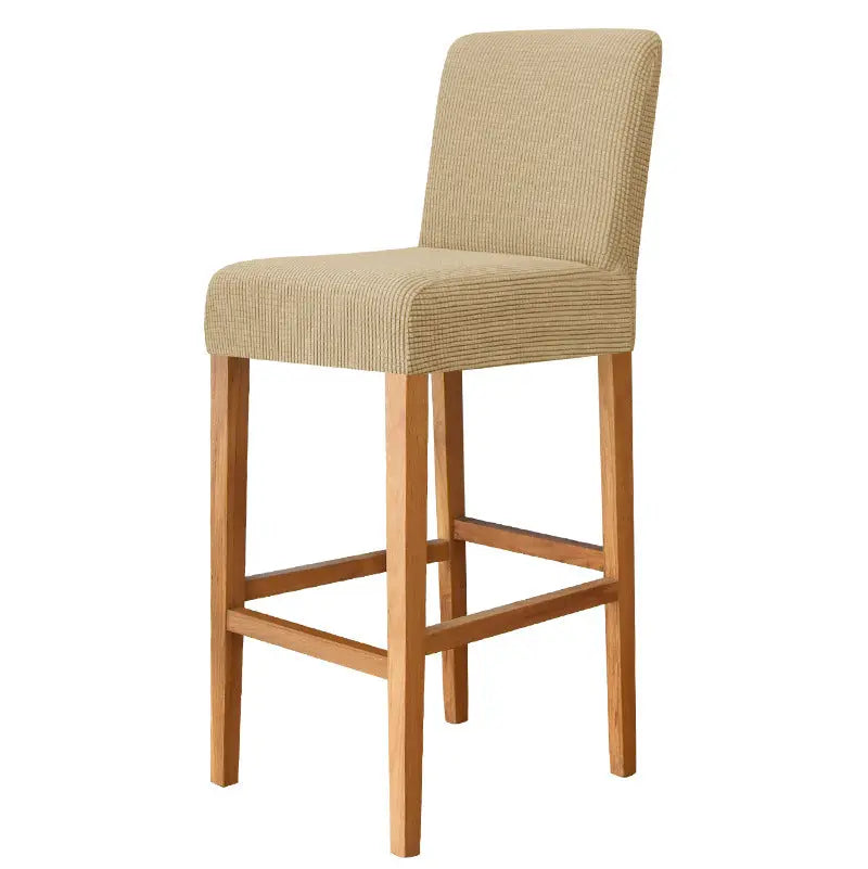 Bar Stool & High Chair Covers Stretch Flannel CHARMÉE 2 Khaki-Bar Chair Cover Short Back