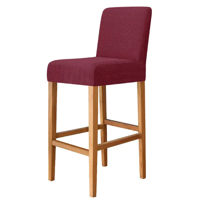 Bar Stool & High Chair Covers Stretch Flannel CHARMÉE 20 Wine Red-Bar Chair Cover Short Back