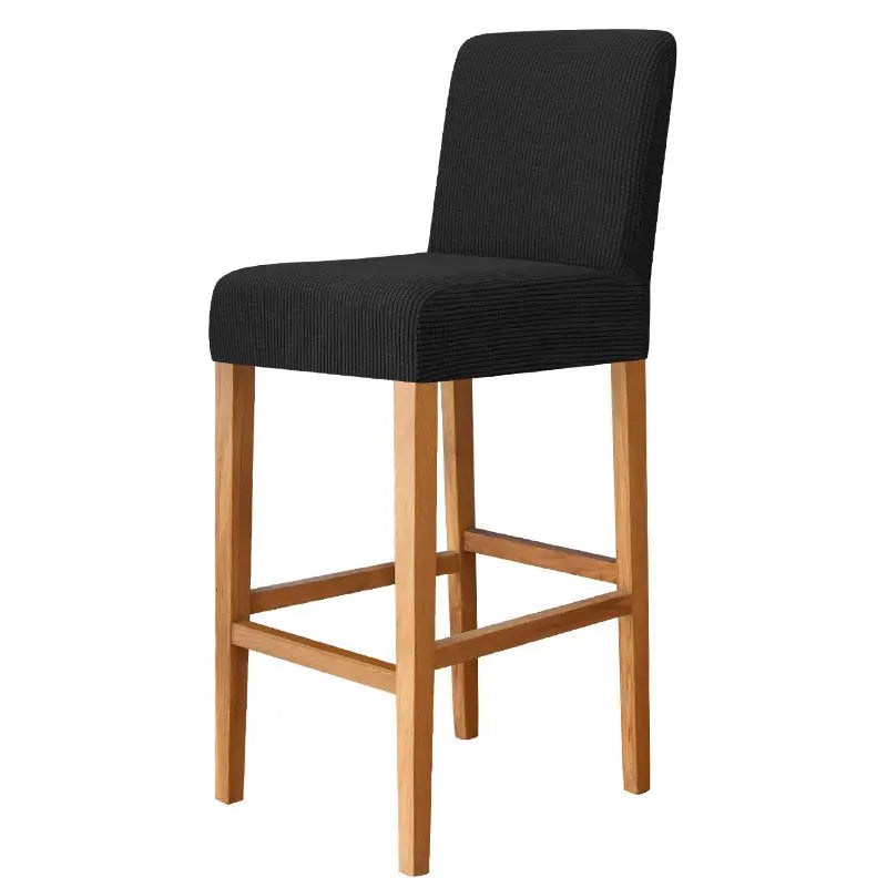 Bar Stool & High Chair Covers Stretch Flannel CHARMÉE 22 Very Black-Bar Chair Cover Short Back