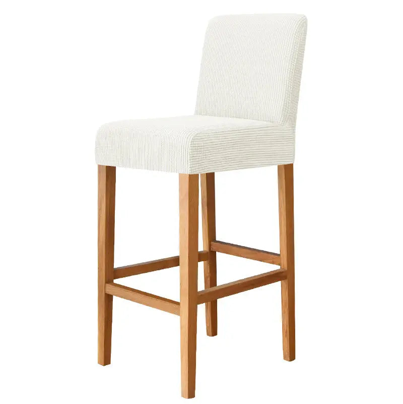 Bar Stool & High Chair Covers Stretch Flannel CHARMÉE 23 Milky White-Bar Chair Cover Short Back