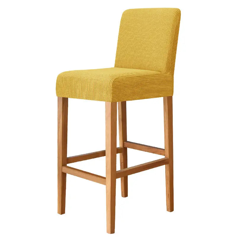 Bar Stool & High Chair Covers Stretch Flannel CHARMÉE 6 Lemon Yellow-Bar Chair Cover Short Back