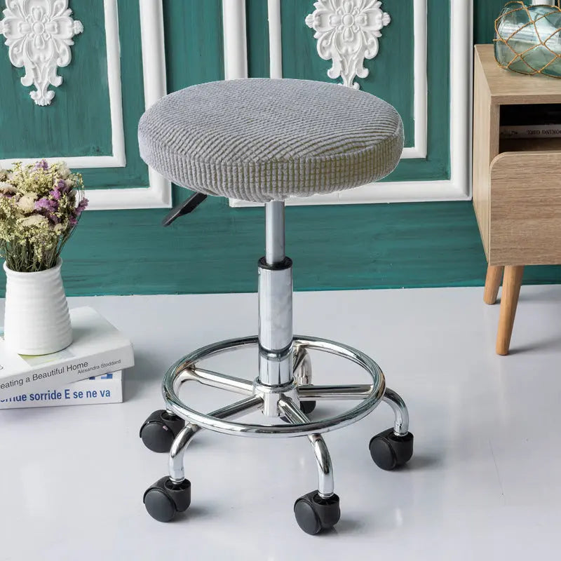 Bar Stool & High Chair Covers Stretchable Cozy LUMINEA Silver grey
