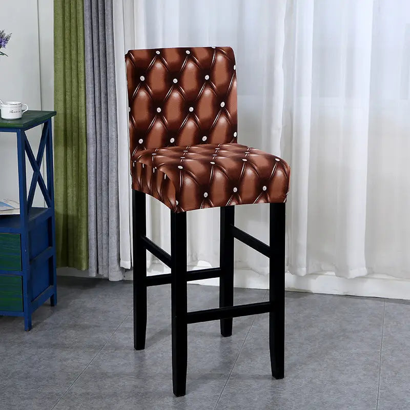 Bar Stool & High Chair Covers Stretchable Sableté Diamond grid coffee