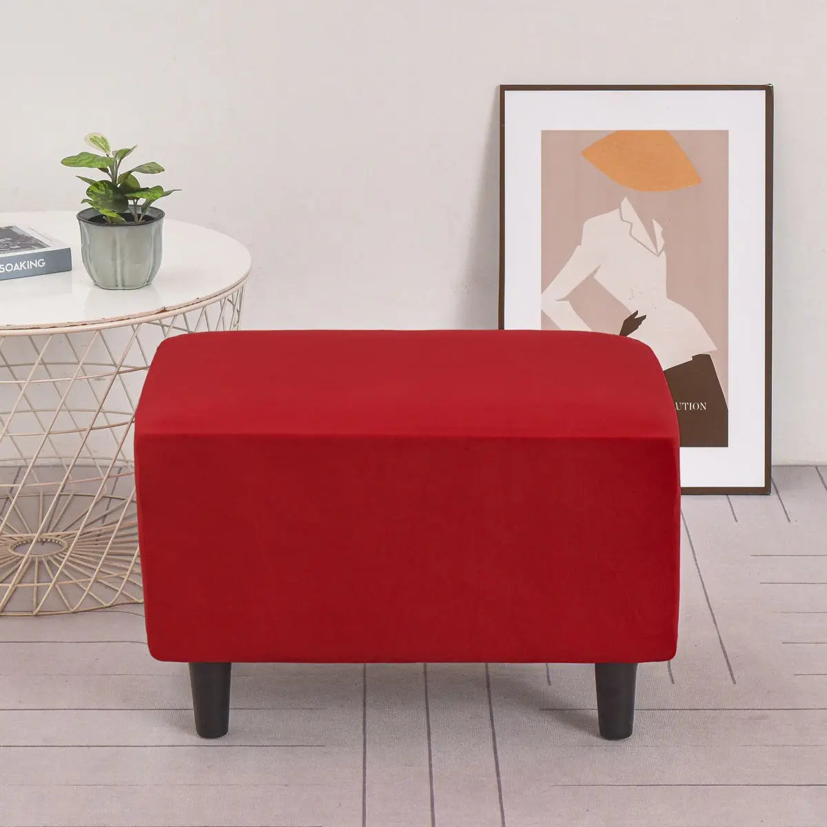 Bench Cover Plush Velvet LUCETTE Bright Red-40x60cm