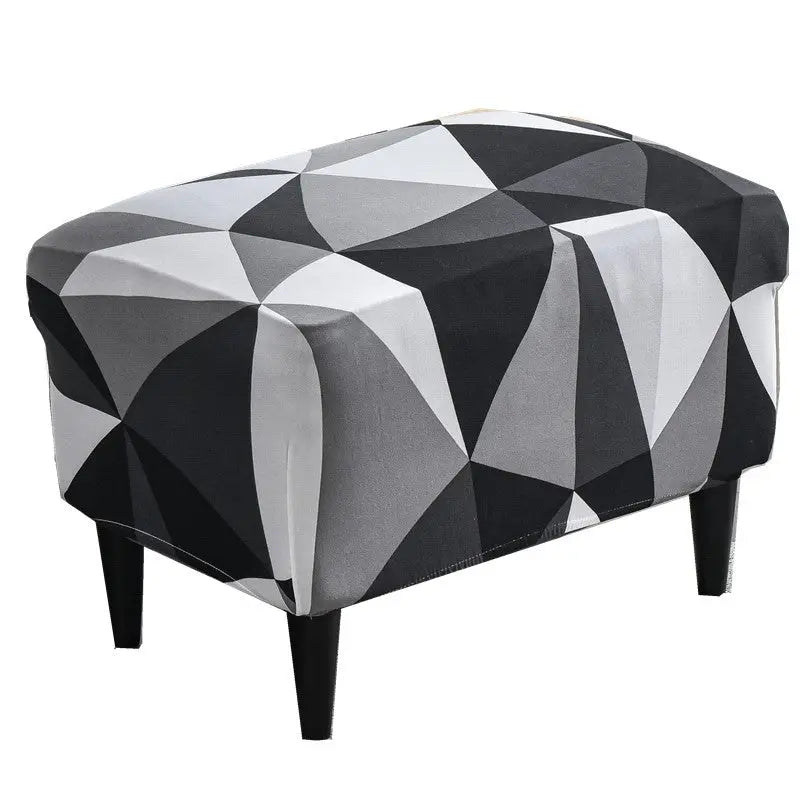 Bench Cover Stretchable Polyester NOEMIE Black triangle