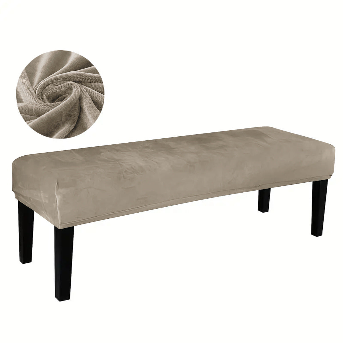 Bench Slipcover Velvet Stretchable ELODIE Champagne-Free Size