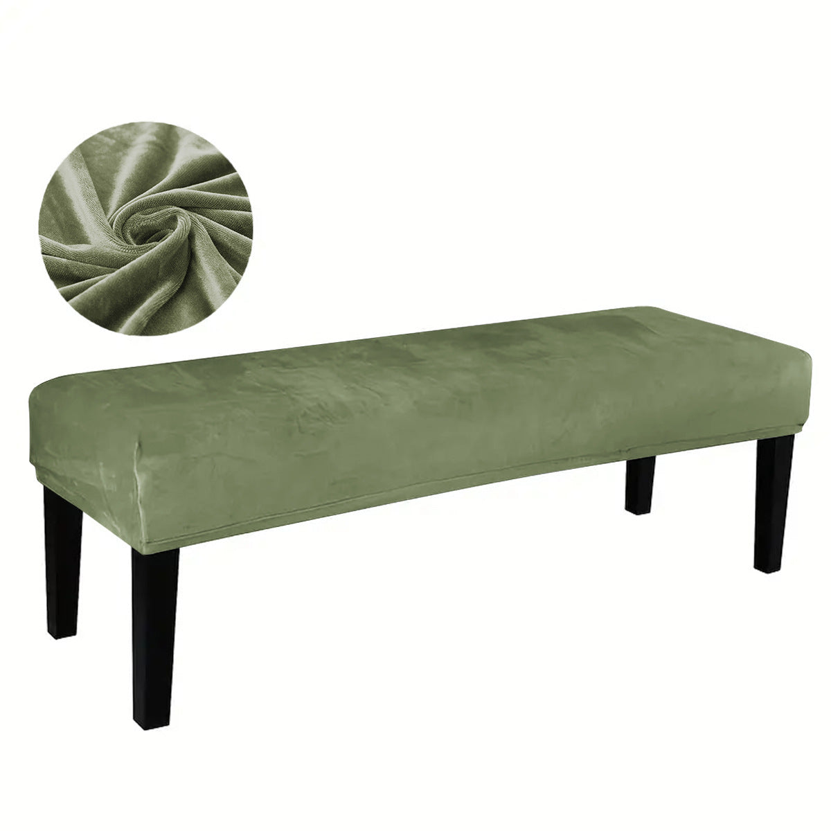 Bench Slipcover Velvet Stretchable ELODIE Hiking Green-Free Size