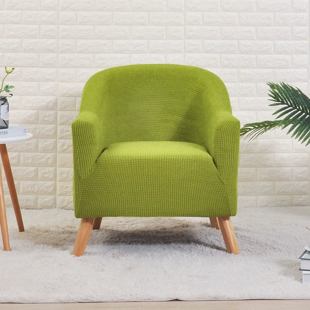 Accent Chair Cover Stretchable Velours ELOISE Autumn Leaves Yellow Corn-Round Sofa Cover