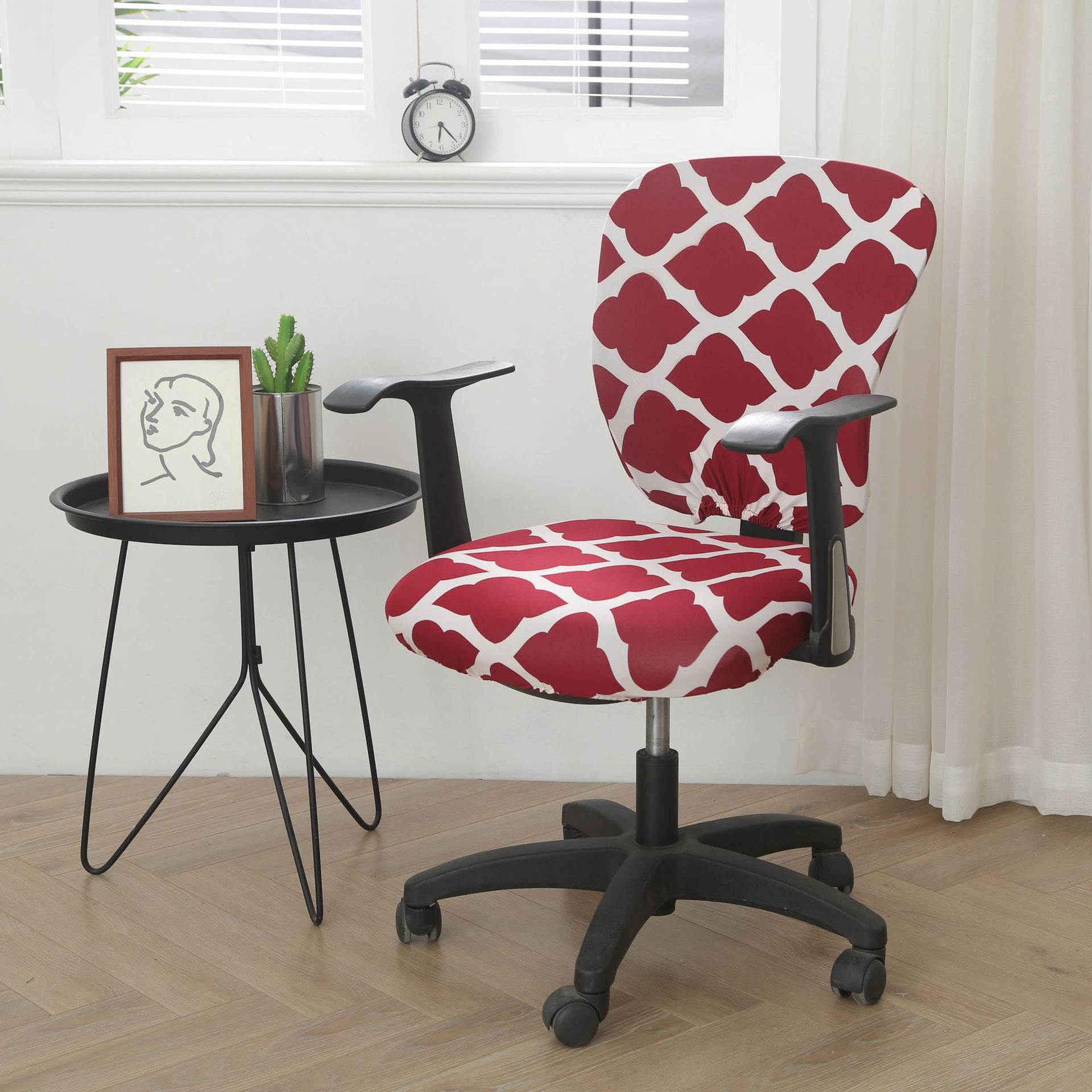 Task Chair Cover Stretchable Milksilk SÉRÈNE Style Red-Split Universal