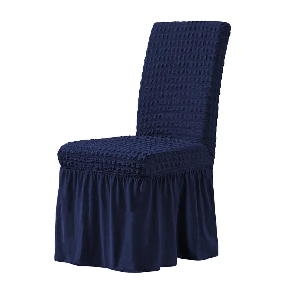 Chair Covers Seersucker Stretch Lioren Navy Blue