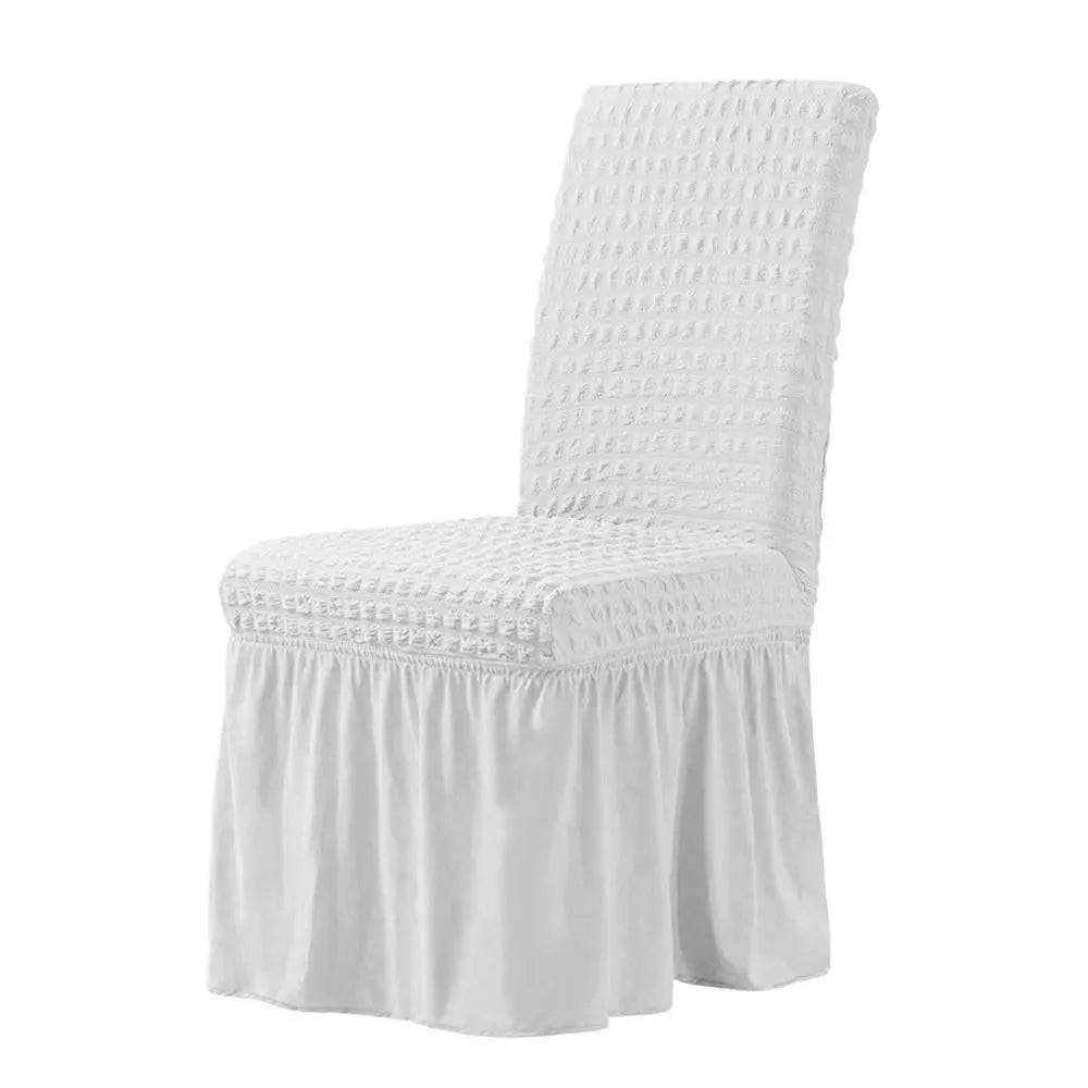 Chair & Seat Covers Seersucker Stretchable Lioré White