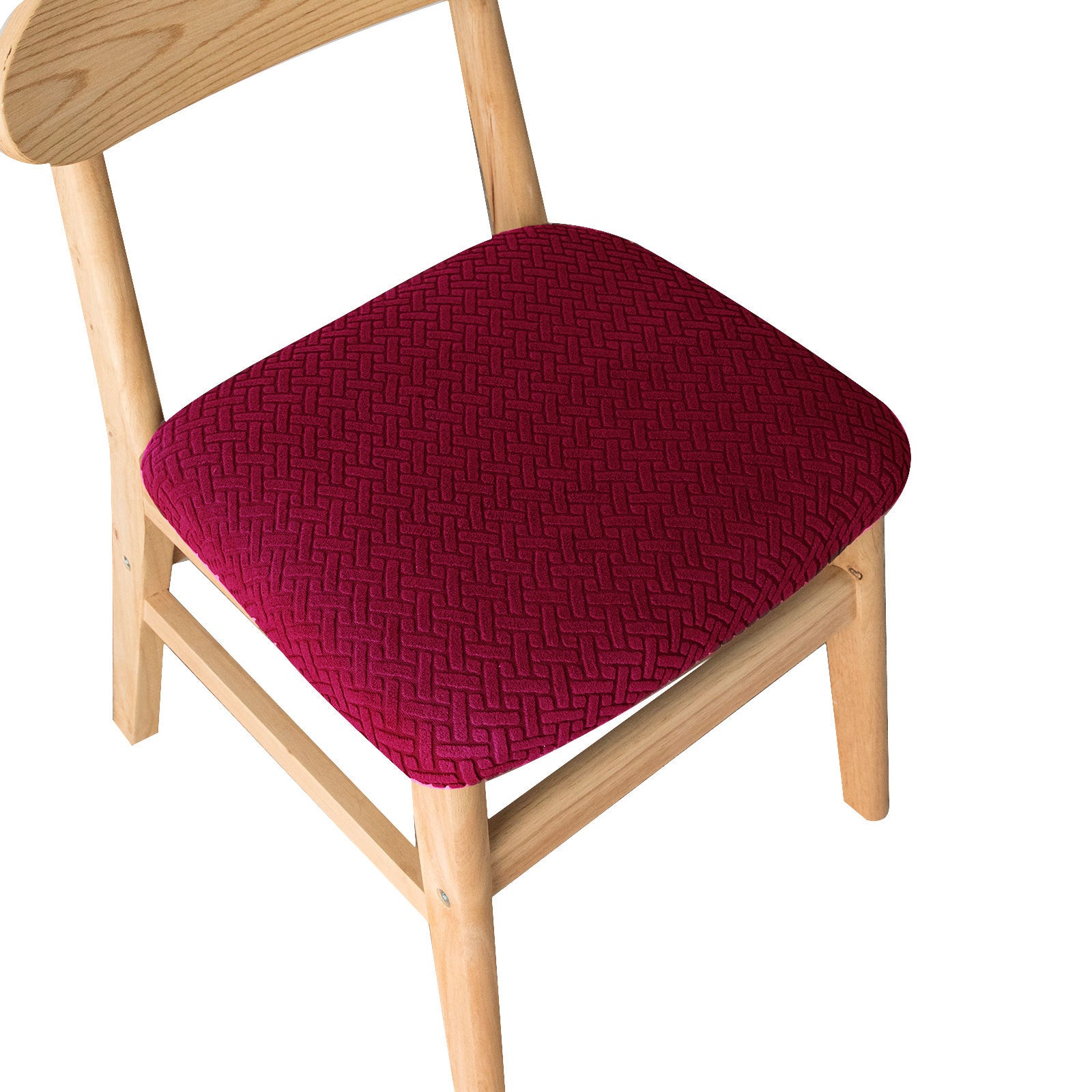 Chair Seat Cushion Covers Fleece Stretchable LUMIÈRE Wine Red-40x50x8cm